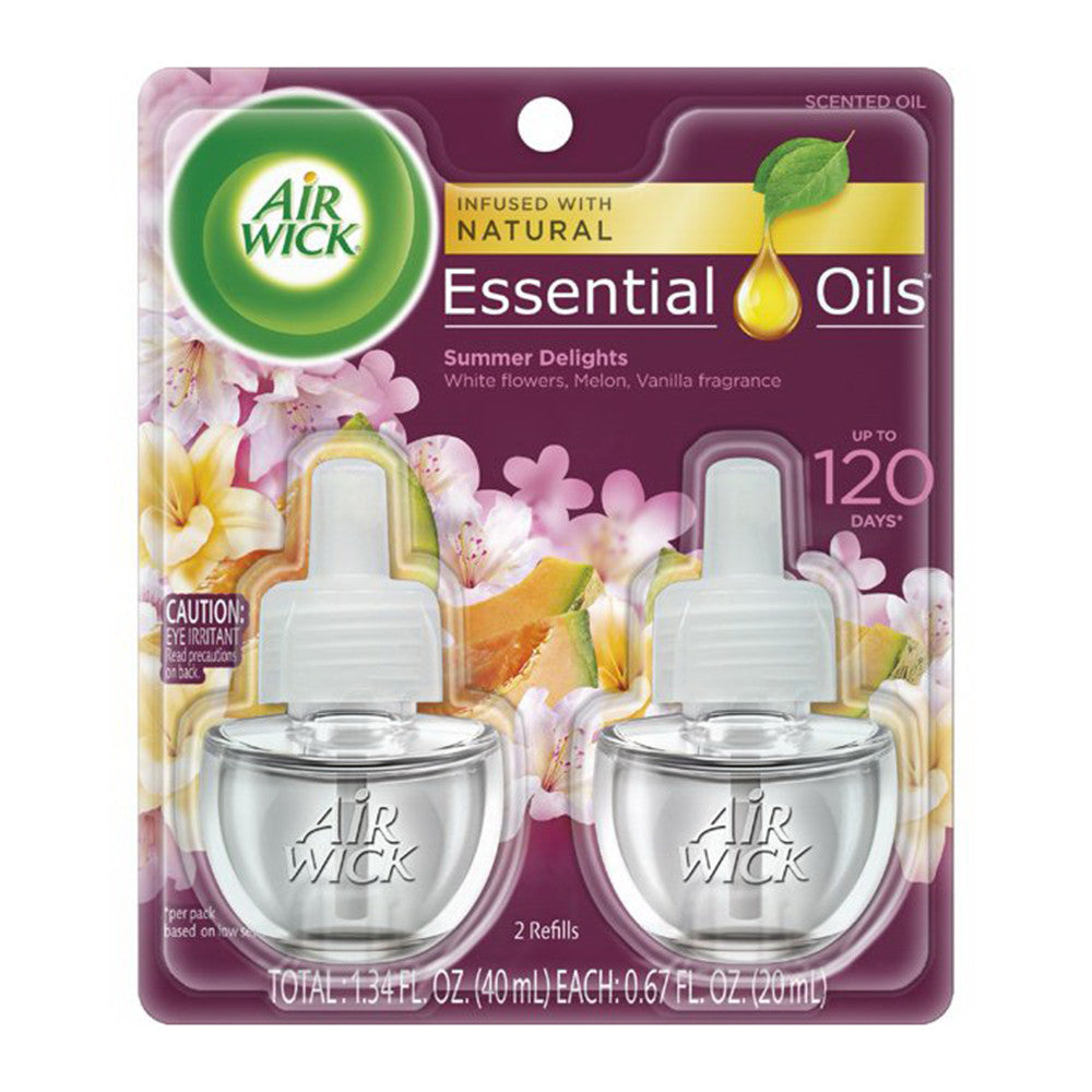 Air Wick Life Scents Scented Oil Plug in Air Freshener Refills, Summer Delights, 0.67 Oz, 2 Ea